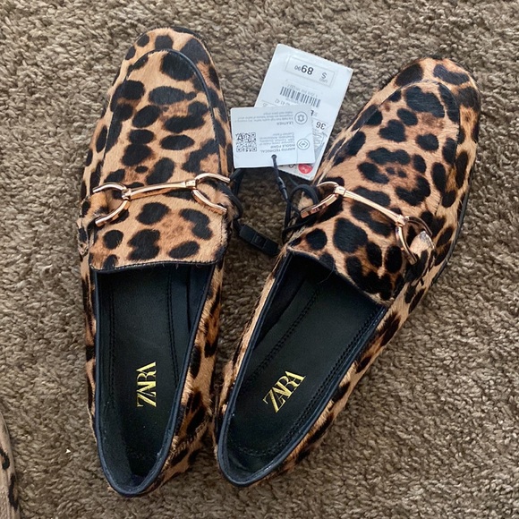ZARA | NWT Leopard Calf-Skin Loafers - Picture 9 of 9